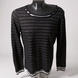 Michael Kors NEW Striped Sweater Layered Crew Soft Cotton Lightweight Preppy L